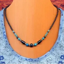 Collier Sonate Hématite turquoise argenté