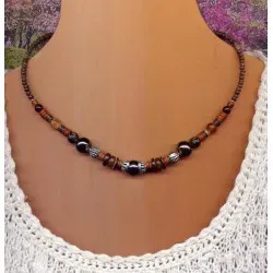 Collier Églantine marron doré